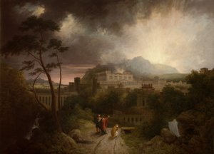 Kristus viser sig for Maria Magdalena med udsigt over Jerusalem hinsides på tidspunktet for korsfæstelsen
